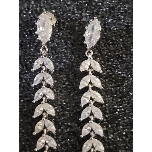 Sterling Silver Marquise Drop Earrings - Picture 2 of 6